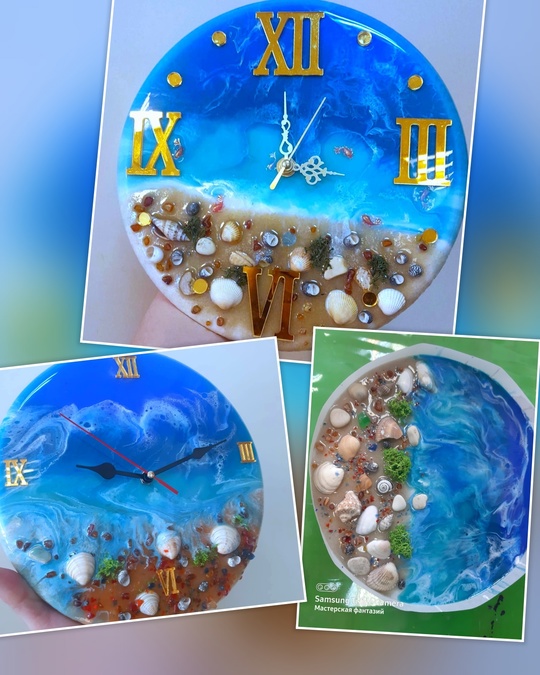 Коллаж часов из эпоксидной смолы